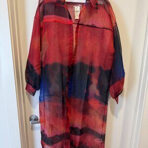 Anthropologie Sheer Organza Blend Open Coat
